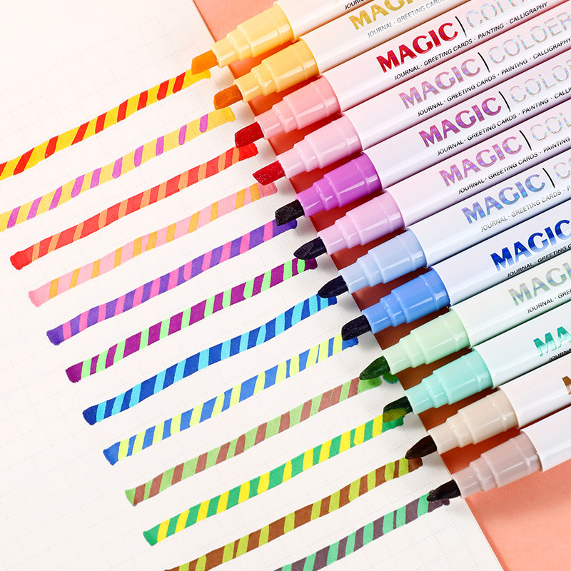 Pastel Highlighter Set Double Ended - مجموعة أقلام تحديد متغيرة الألوان السحرية