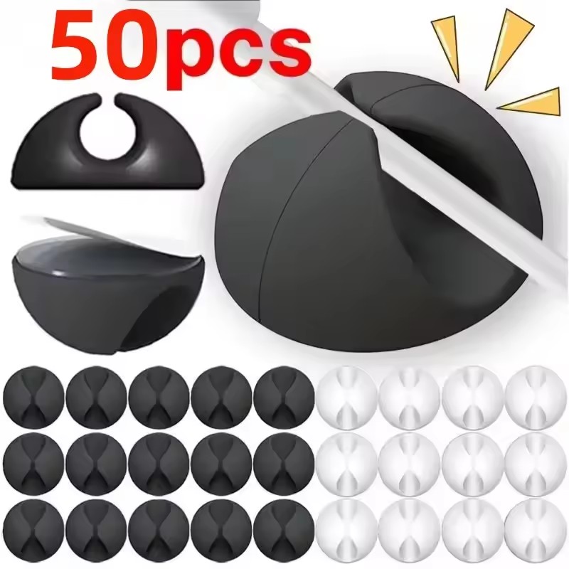 Desk Accessories - 5/50 قطعة منظم كابلات صغير، مشابك