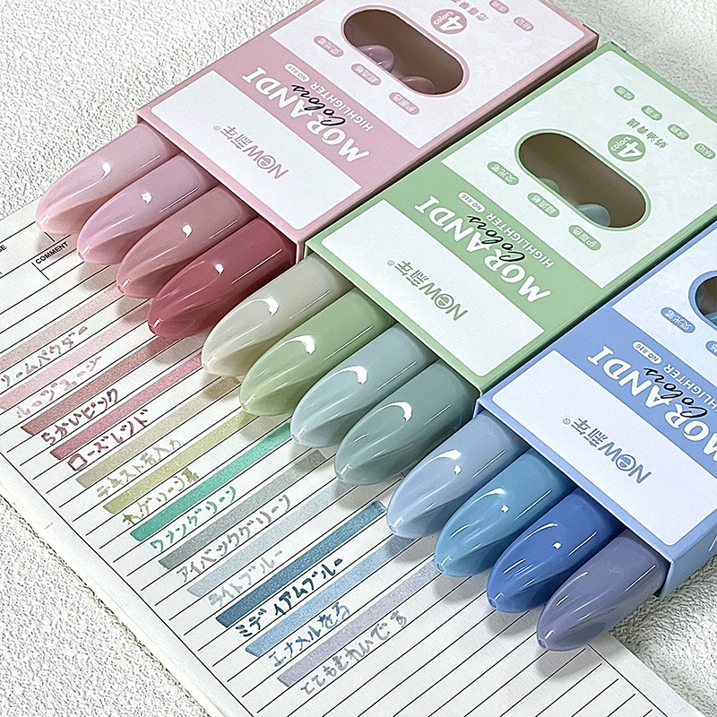 Pastel Highlighter Set Double Ended - 4 قطع أقلام تظليل موراندي متدرجة