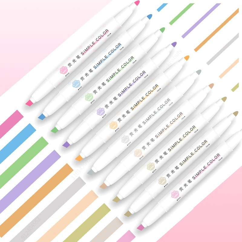 Pastel Highlighter Set Double Ended - أدوات تمييز ألوان الباستيل ، قلم
